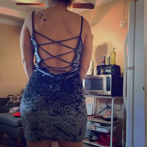 Purple suede open back dress